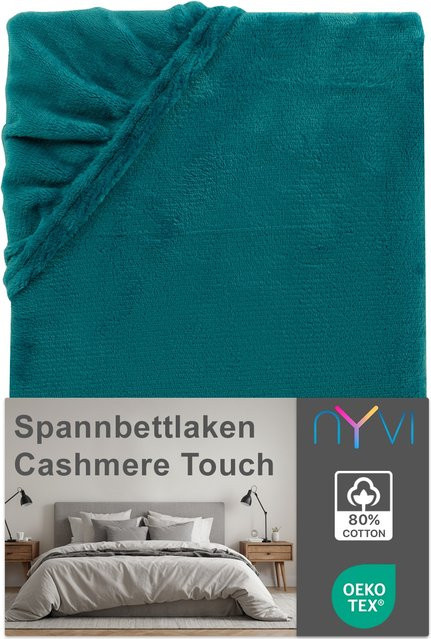 NYVI DreamScience Cashmere Touch Spannbettlaken aus Mikrofaser, Farbe: petrol, Größe: 180 x 200 cm, Matratzenhöhe bis 22 cm - Bild 1