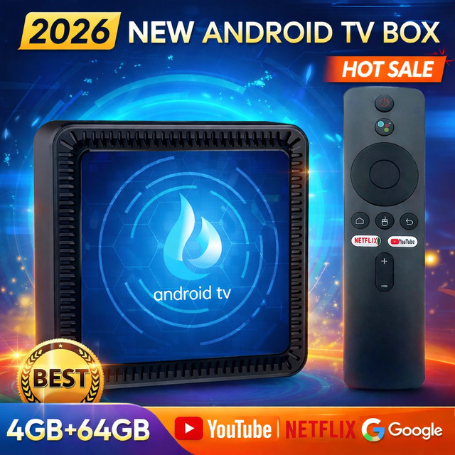Android 16 Smart TV Box Media Streamer mit Allwinner H313, 4GB RAM, 64GB/128GB Speicher, 4K UHD, Dual WLAN, Bluetooth und Sprachsteuerung in Schwarz - Bild 1