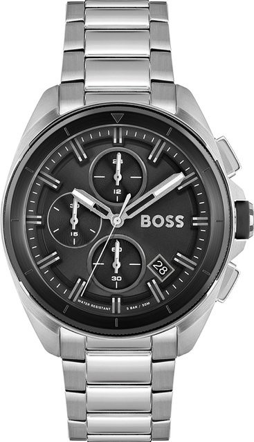 BOSS Chronograph Herrenuhr, Quarz, Edelstahl, Schwarz, 45 mm, 5 ATM - Bild 1