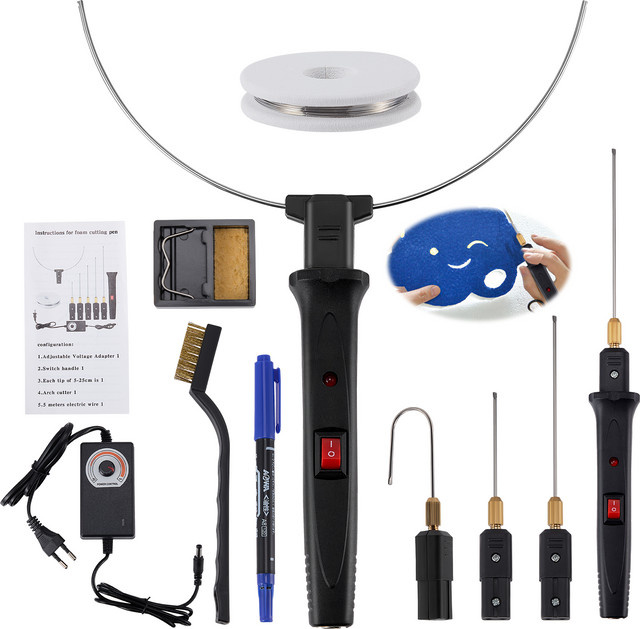 4-in-1 Heißdraht-Schaumstoffschneider-Set mit digitalem Spannungsregler und Temperaturkontrolle in Schwarz zum Schneiden von Styropor und Polystyrol - Bild 1