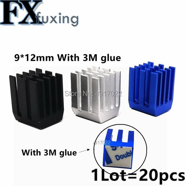 20er Set Gdstime Aluminium Kühlkörper für IC Chips und RAM, B/H/T: 9 x 9 x 12 mm, Silber und Schwarz - Bild 1