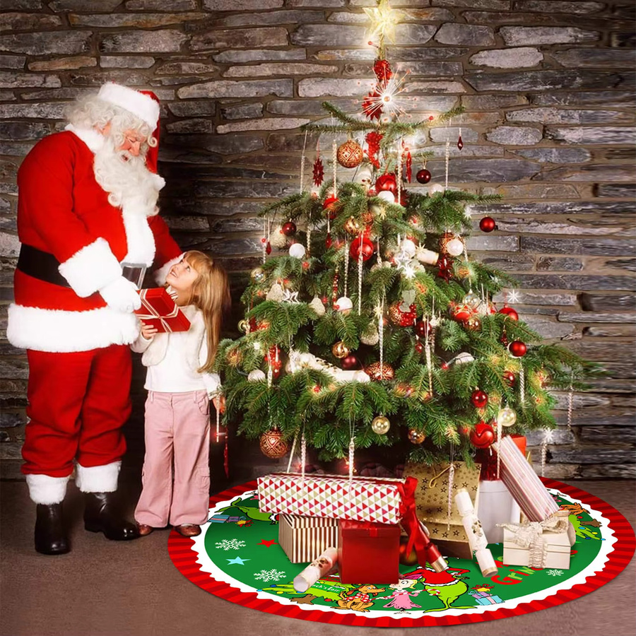 VIKAMA Weihnachtsbaumrock im Bauernhaus-Stil, weich und lustig, Rot und Grün - Bild 5