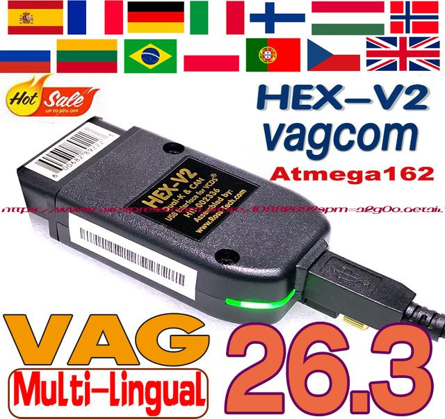 VCDS VAGCOM Interface CAN HEX V2 Diagnosegerät für VW, Audi, Skoda und Seat in Schwarz mit Update V26.3 - Bild 1
