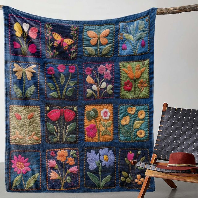 JMG Household Supplies Flanelldecke mit Blumenmuster in Blau, weiche Fleece-Kuscheldecke für Sofa und Bett, B/B: 125 x 150 cm - Bild 1