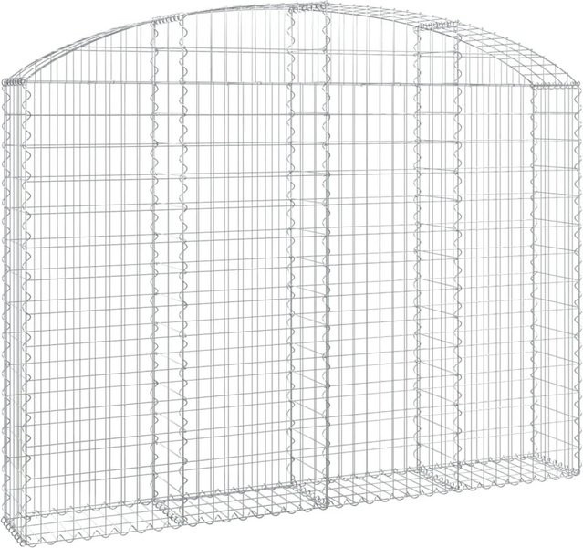 vidaXL Gabione mit Hochbogen aus verzinktem Eisen in Silber, B/T/H: 200 x 30 x 140/160 cm - Bild 1