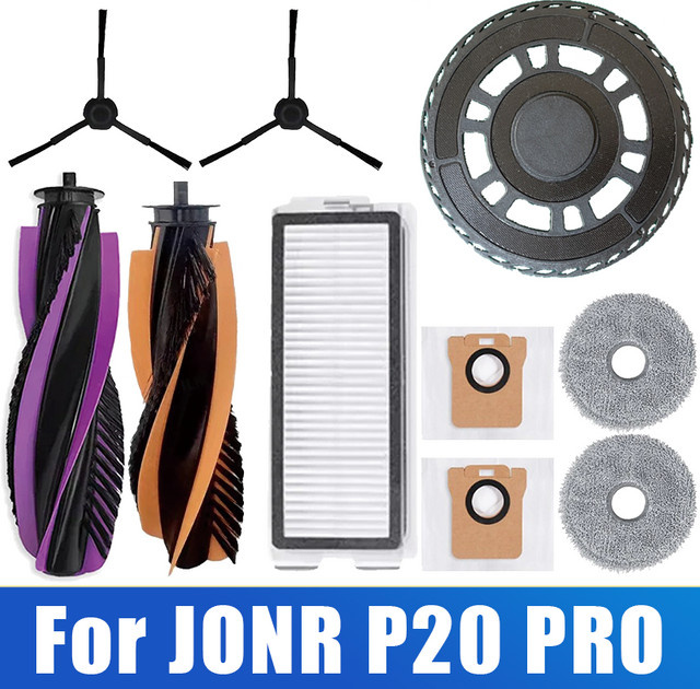 JONR Ersatzteil-Set für P20 PRO und T5 Pro Roboter-Staubsauger mit Hauptseitenbürste, Hepa-Filter, Mopptüchern, Mopp-Pads und Staubbeuteln - Bild 1