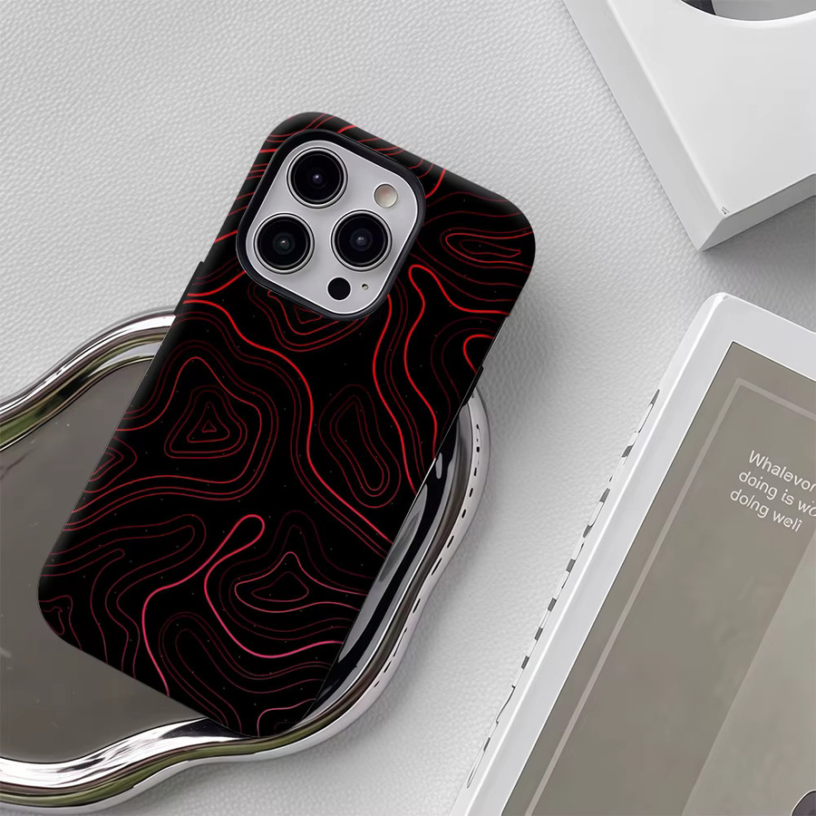 Robuste Topo Handyhülle von Potdemiel für iPhone 17 16 15 14 13 Pro Max Plus in Rot mit Magnetfunktion und Doppel-Schicht-Schutz - Bild 5
