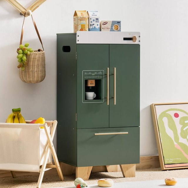 Robotime Robud Vintage Holzspielzeug Küchenofen, Waschmaschine, Trockner, Kühlschrank, Spielküchenset, Grün, ab 3 Jahre - Bild 1