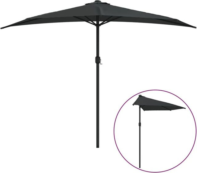 furnicato Balkon-Sonnenschirm mit Alu-Mast in Schwarz, Halbrund, B/T/H: 300 x 155 x 223 cm - Bild 1