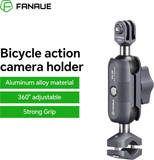 FANAUE Motorradhalterung aus Aluminiumlegierung für DJI Actionkameras in Schwarz, Rückspiegelhalterung rutschfest und stoßfest - Bild 1