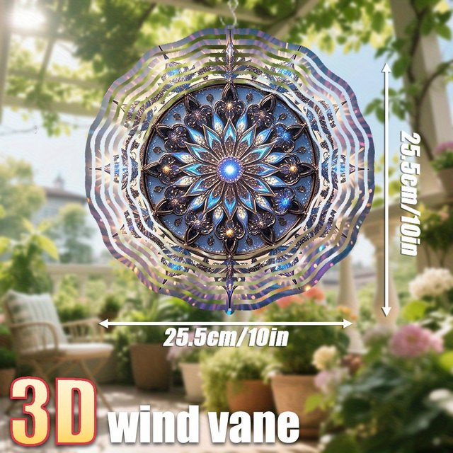CIFBUY 3D Holographischer Traumfänger Sonnenfänger, Doppelseitiger drehender Windspinner für den Garten, Multicolor, Durchmesser: 25,4 cm - Bild 1