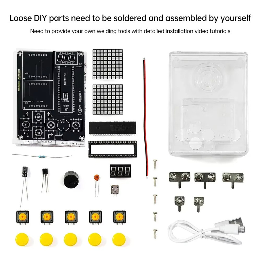 diymore Elektronisches DIY 7-Pixel-Spielkonsolen-Set, Puzzle-Pixel-Spielkonsole, Micro-USB - Bild 5