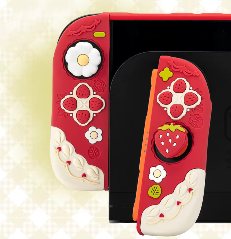 Silikon-Schutzhülle für Nintendo Switch und Nintendo Switch OLED in Rot mit Joy-Con Controller Handgriff-Tasten und Vollabdeckung - Bild 3