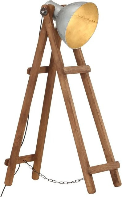 vidaXL Stehlampe Vintage aus Mangoholz und Eisen in Silber und Braun mit E27 Fassung, Höhe: 110 cm - Bild 1