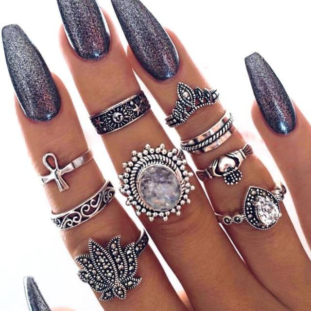 Ring Set, Kristall, Metall, brown, Damen - Bild 1
