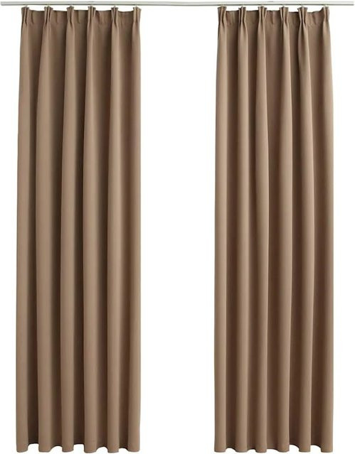 vidaXL Verdunkelungsvorhänge mit Haken, 2 Stück, Taupe, B: 140 cm, H: 245 cm - Bild 1