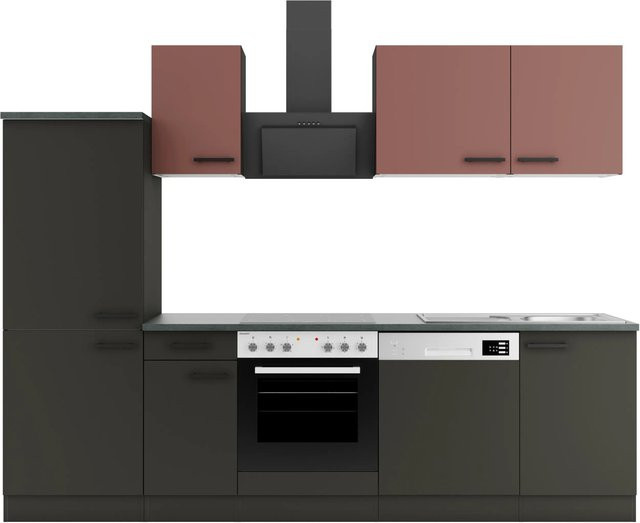 OPTIFIT Küchenzeile Nizza407/Madrid420 in Rostrot und Anthrazit, Breite: 270 cm - Bild 1