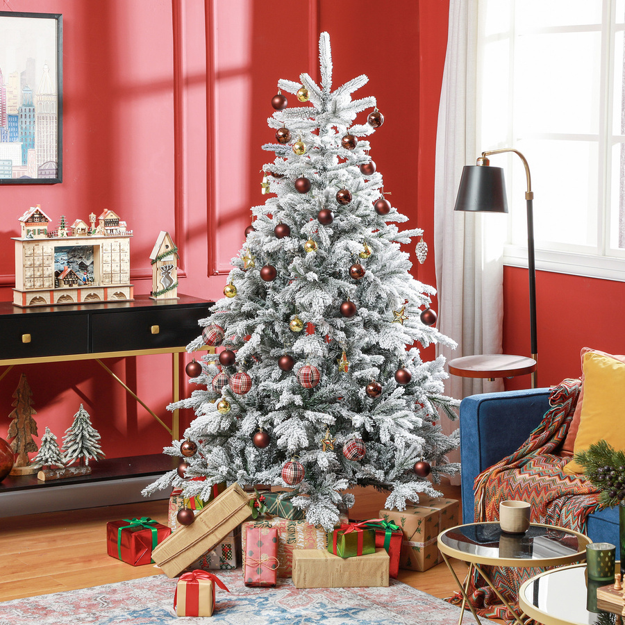 HOMCOM Künstlicher Weihnachtsbaum mit Kunstschnee in Grün, Höhe: 180 cm - Bild 2