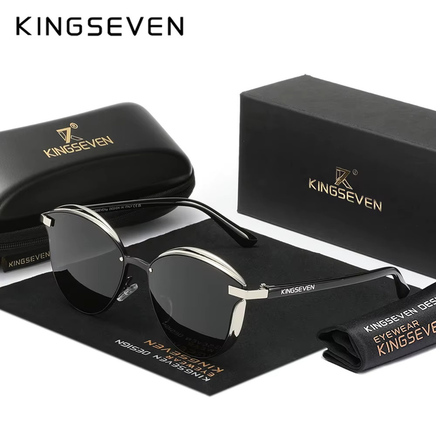 KINGSEVEN Sonnenbrille Cat Eye, Vollrand, Schwarz, Damen - Bild 2