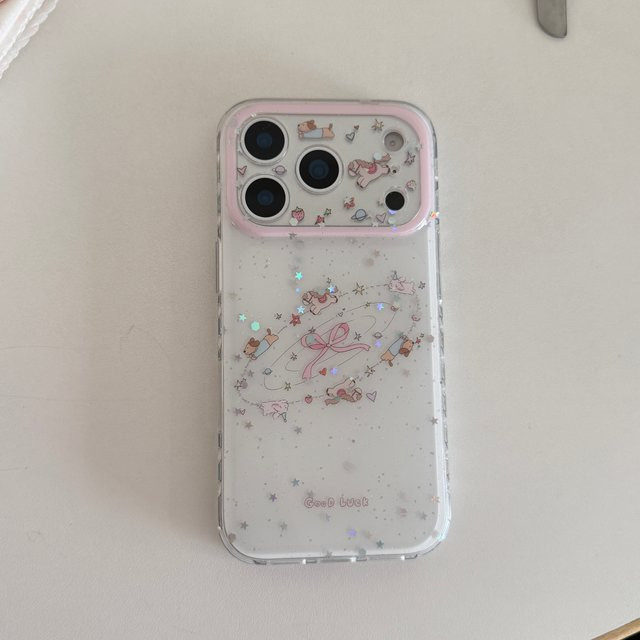 TROPLET Handyhülle mit Sternenhimmel, Mini-Pferd und Schleifenmuster in Rosa für iPhone 17 16 15 14 13 Pro Max - Bild 1