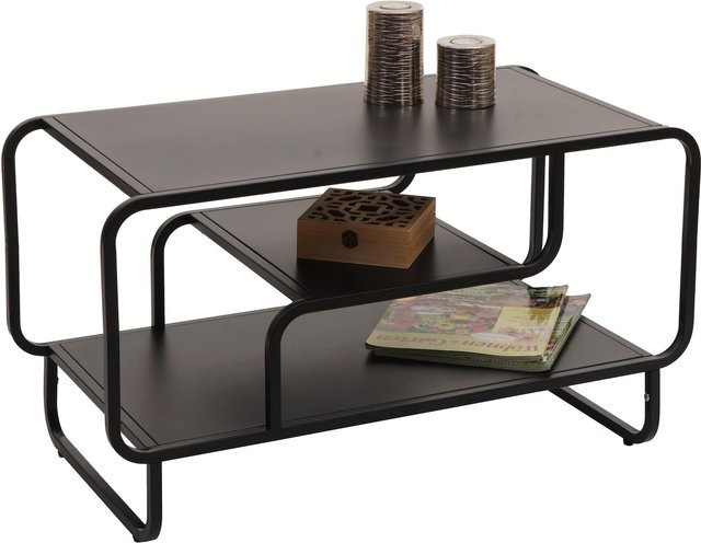 MCW Couchtisch O49 Industrial mit 3 Ablagen aus Metall in Schwarz, B/T/H: 80 x 45 x 40 cm - Bild 1