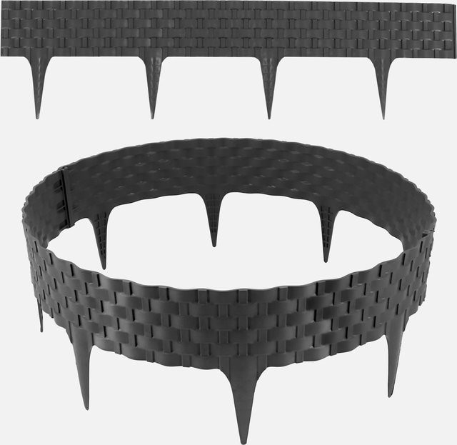 Aquagart Rasenkante Rattanoptik in Anthrazit aus Kunststoff, 4 Module, B: 80 cm, H: 4 cm - Bild 1