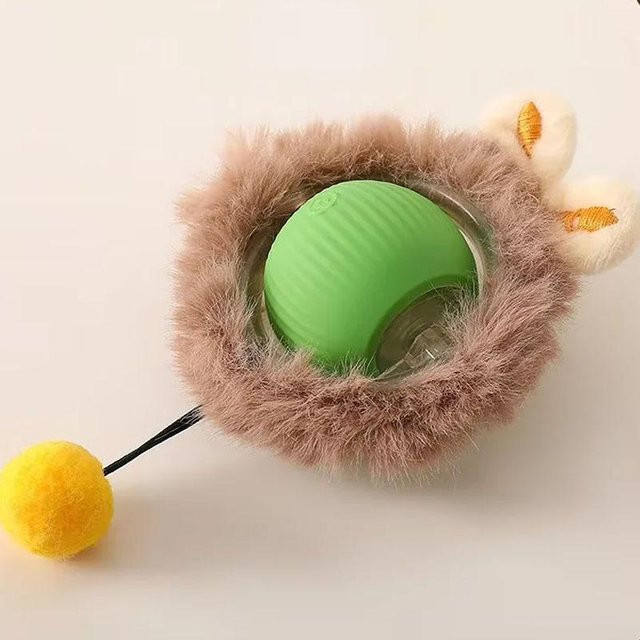 Meiteai-Home Katzen Spielzeug, intelligentes elektrisches automatisches rollendes Spielzeug, USB wiederaufladbar, mit Seil, geräuschemachend, grün - Bild 1