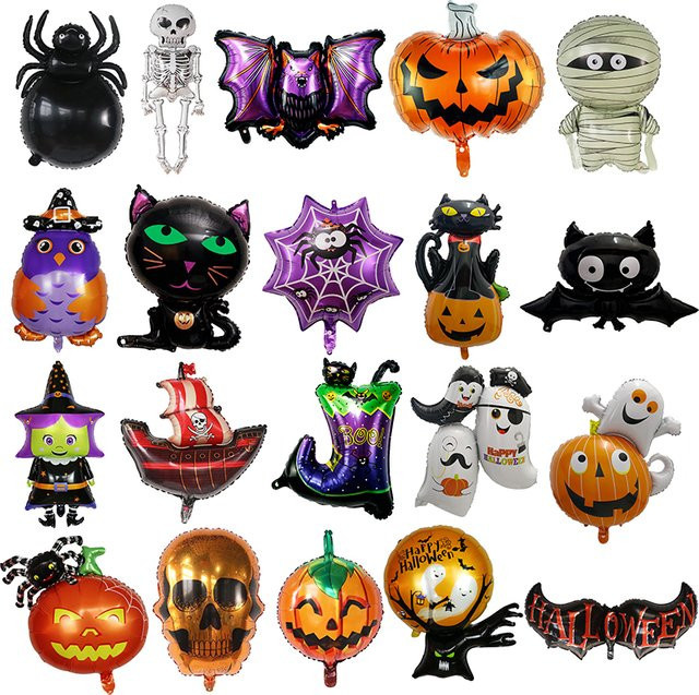 LQVYI Halloween Luftballons Set mit Kürbis, Geist, Spinne und Fledermaus als aufblasbare Partydekoration für Kinder - Bild 1