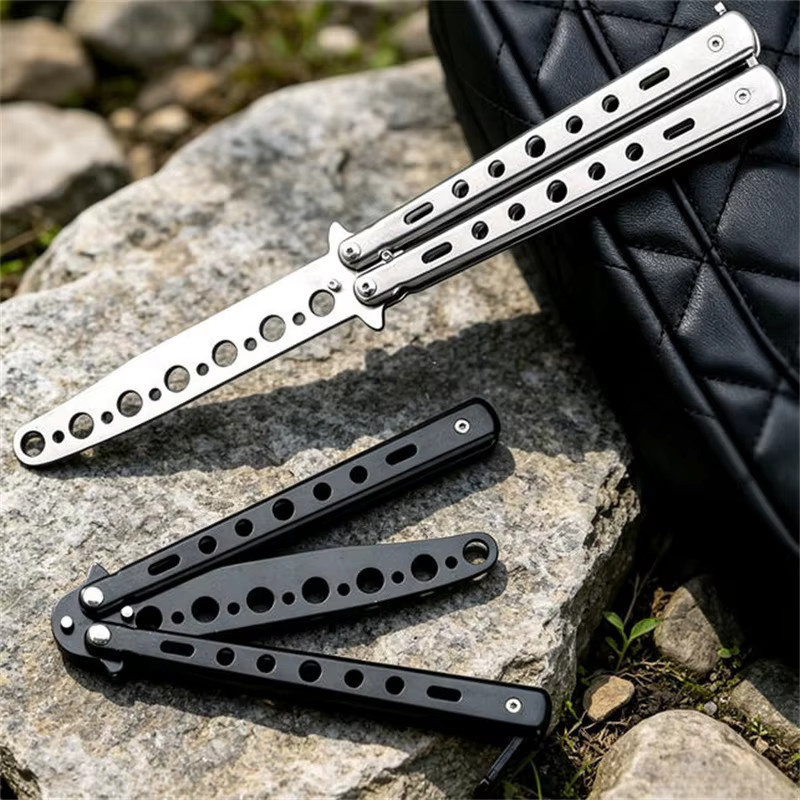 Edelstahl Schmetterlingsmesser Bart- und Schnurrbart-Styling-Kamm, Unisex - Bild 2