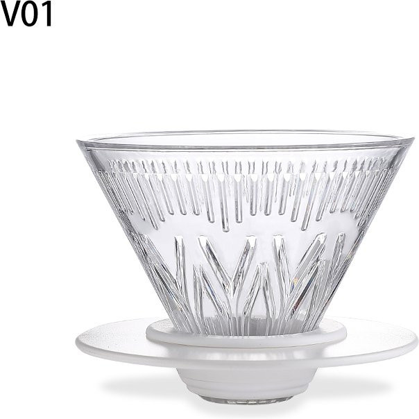 YRP Kaffeefilter Tropfer aus Glas für konische Kaffeemaschinen, wiederverwendbares Handfilter-Werkzeug, Weiß/Transparent - Bild 1