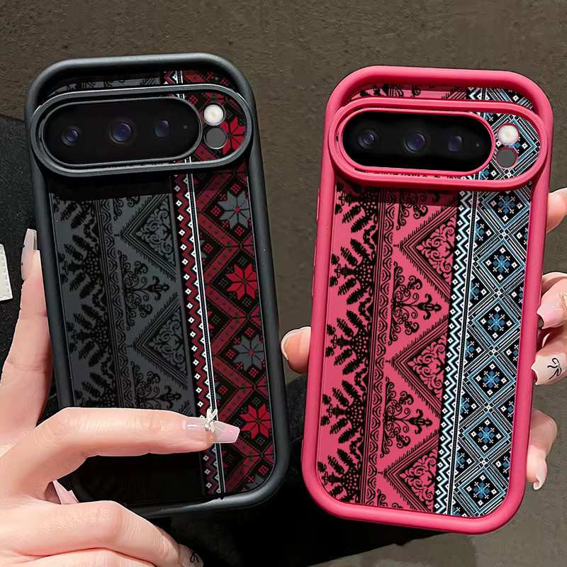 Stoßfeste TPU-Softcover Handyhülle mit Vintage-Totem-Muster für Google Pixel 9, 9 Pro, 9A, 8, 8 Pro, 8A, 7, 7 Pro, 7A in Schwarz und Mehrfarbig - Bild 1