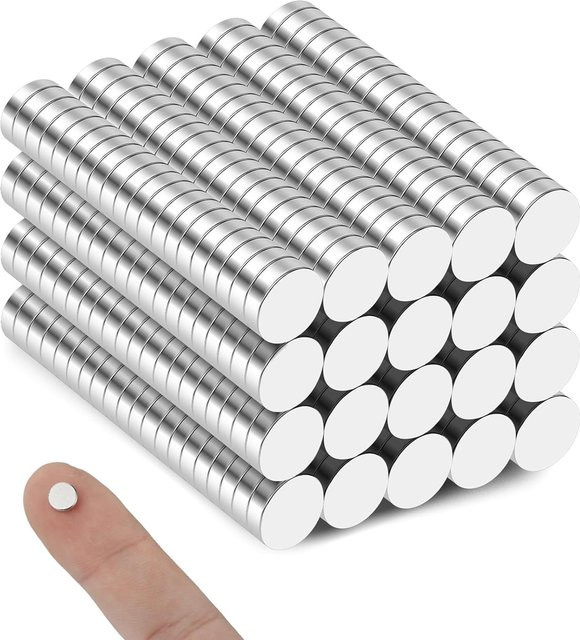 Starkes Scheibenmagnet-Set in Silber, 6 Stück, Durchmesser: 2 mm, Dicke: 2 mm - Bild 1