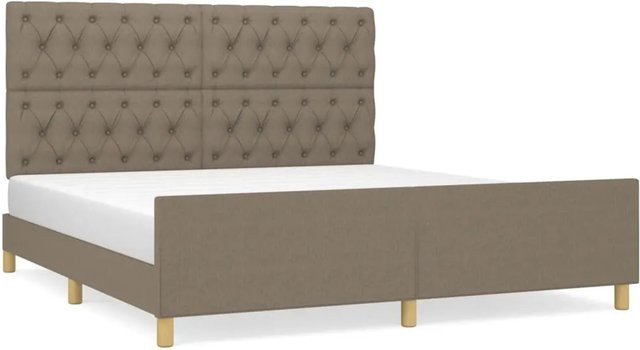 vidaXL Bettgestell mit Kopfteil aus Stoff und Lärchenholz in Beige/Grau B/T/H: 160 x 200 x 128 cm - Bild 1