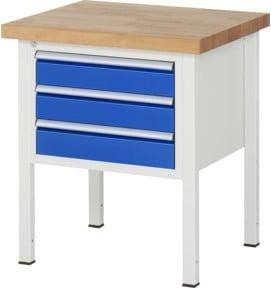 Rau Werkbank höhenverstellbar mit 3 Schubladen, B: 75 cm, T: 70 cm, H: 84-104 cm - Bild 1