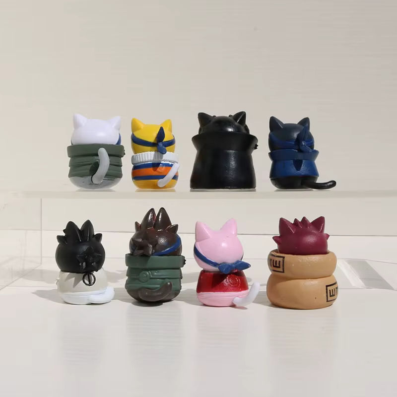 8er Set Naruto Anime Figuren aus Kunststoff und Kunstharz, mehrfarbige Katzen-Modelle von Bandai als Dekoration und Geschenk für Kinder - Bild 2