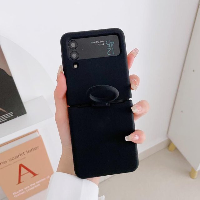 Flüssiges Silikon Ringhalter Hülle für Samsung Galaxy Z Flip 1 2 3 4 5G in Weiß - Bild 1