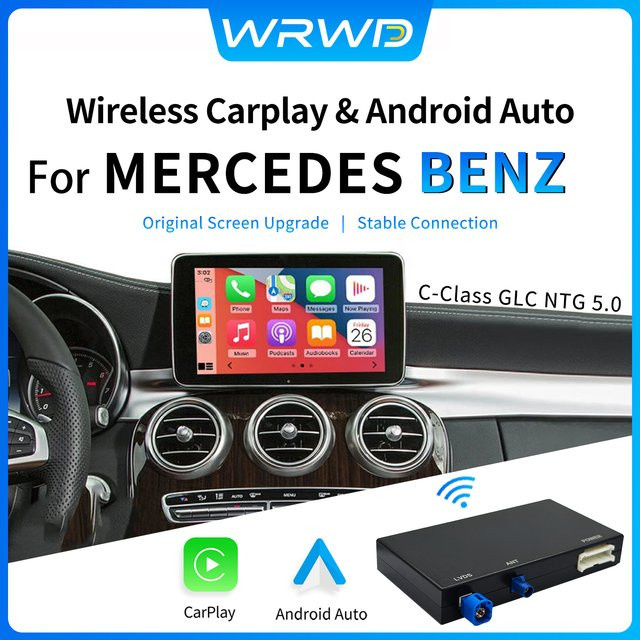 Kabelloses CarPlay und Android Auto Interface für Mercedes Benz A-Klasse, CLA, GLA und C-Klasse sowie GLC (Modelljahre 2015-2018) in Schwarz mit Mirror Link und AirPlay - Bild 1