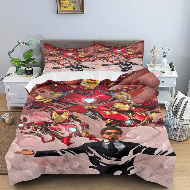 Iron Man und Kuromi Bettwäsche-Set für Kinder, 3-teilig aus 100% Polyester, Farbe Rot, B x H: 172 x 218 cm - Bild 1