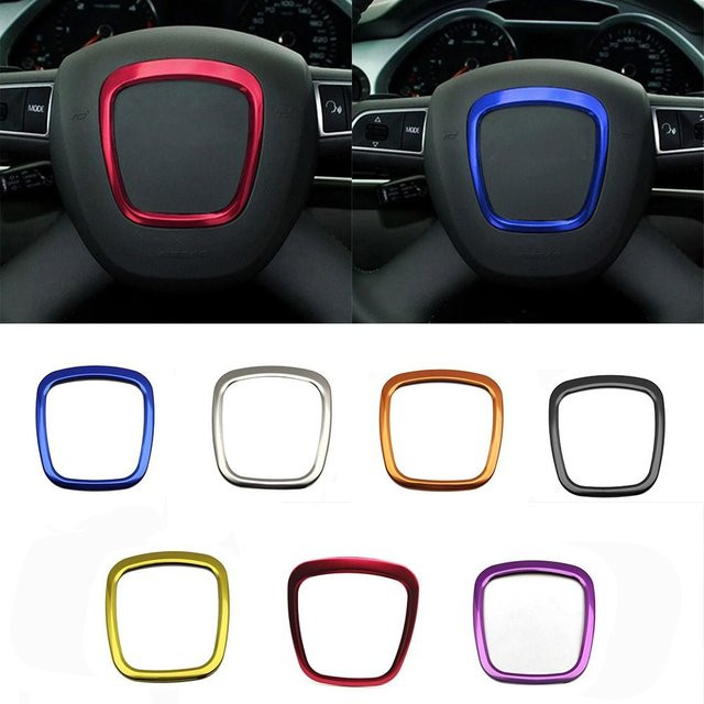 Audi Lenkrad Mitte Logo Abdeckung Aufkleber Trim für A4 B6 B7 B8 A6 C6 A5 Q7 Q5 A3 Innen Zubehör - Bild 1