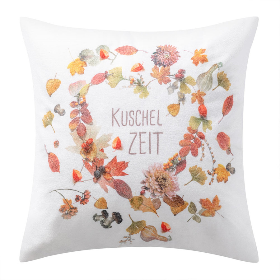 Estella Deko Kissenbezug Kuschelzeit mit Blättern und Pilzen in Mehrfarbig, B/B: 50 x 50 cm - Bild 1