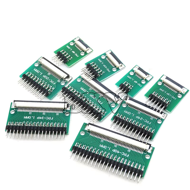 BXV FPC FFC Adapterplatine mit geraden und gebogenen Pins, Farbe: Grün, Pitch: 0,5 mm bis 2,54 mm - Bild 1