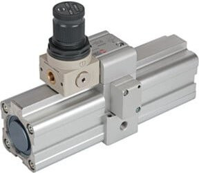 Riegler Luft-Luft-Druckverstärker Booster mit Regler, G 1/8, Kolben-Durchmesser 40 mm, Silber - Bild 1
