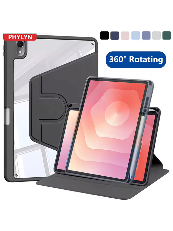 Samsung Galaxy Tab S11 11 Zoll 2025 Drehbare Acryl-Hülle mit 360 Grad Ständer und Stiftschlitz, Transparent - Bild 6