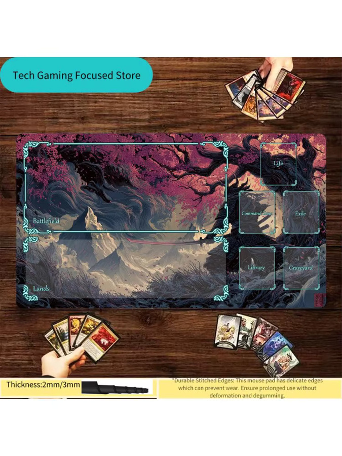 Potdemiel MTG Playmat Eastern Samurai Aesthetic Illustration Gaming Mat, Mehrfarbig - Bild 4