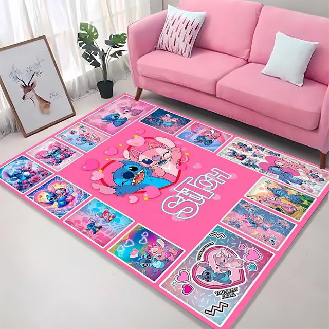 Rosa 3D Engel Liebe Teppich von LjqEight für Wohnzimmer und Schlafzimmer, rutschfest und waschbar, B/T: 60 x 90 cm - Bild 1