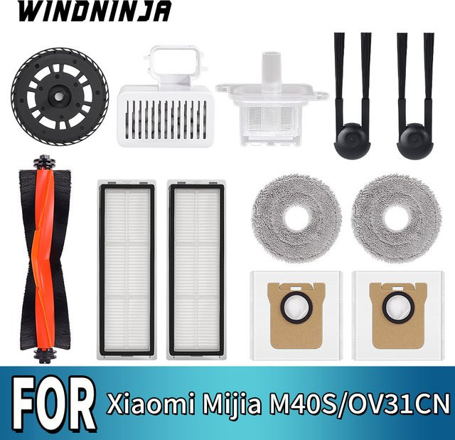 Xiaomi Mijia M40S OV31CN Roboterstaubsauger Ersatzteil-Set mit Hauptbürste, Seitenbürste, Filter, Mopphalter, Staubbeutel, Silberionenfilter und Stecker - Bild 1