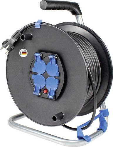 AS Schwabe Kabeltrommel 10212 Schwarz mit Schutzkontakt-Stecker 50 m - Bild 1