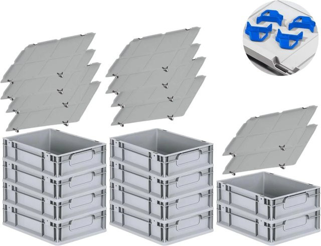 PROREGAL Spar Set mit 10 Eurobox Nextgen Economy in Blau inklusive Auflagedeckeln und 4 Schiebeschnappverschlüssen, H x B x T: 12 x 30 x 40 cm - Bild 1