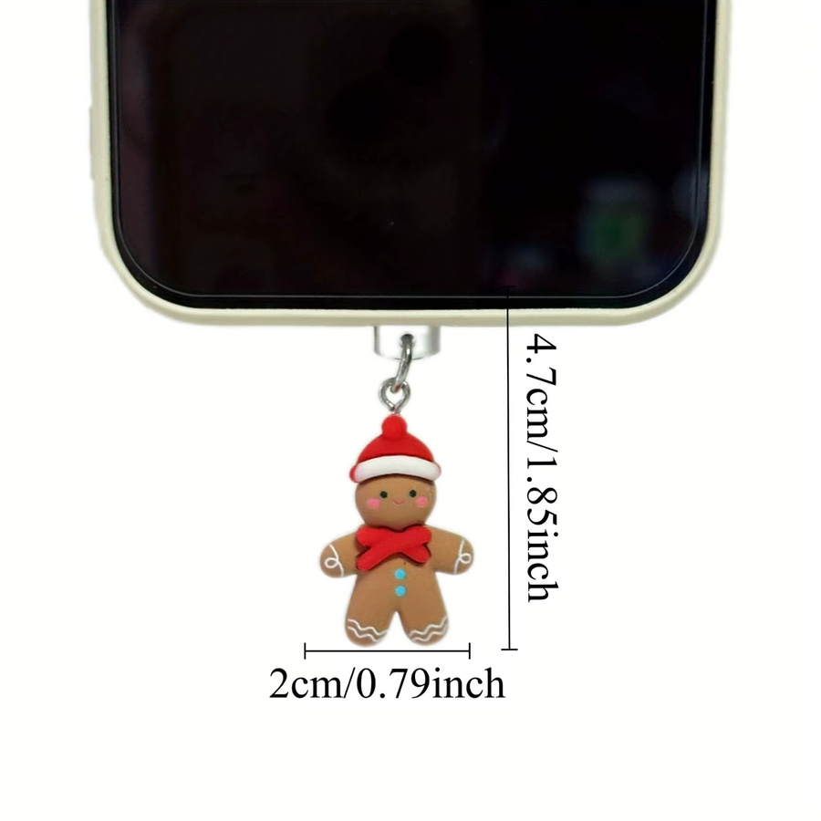 Niedliche Weihnachts-Lebkuchenmann Staubstecker-Dekoration für iPhone und USB-C Schnittstellen - Bild 4