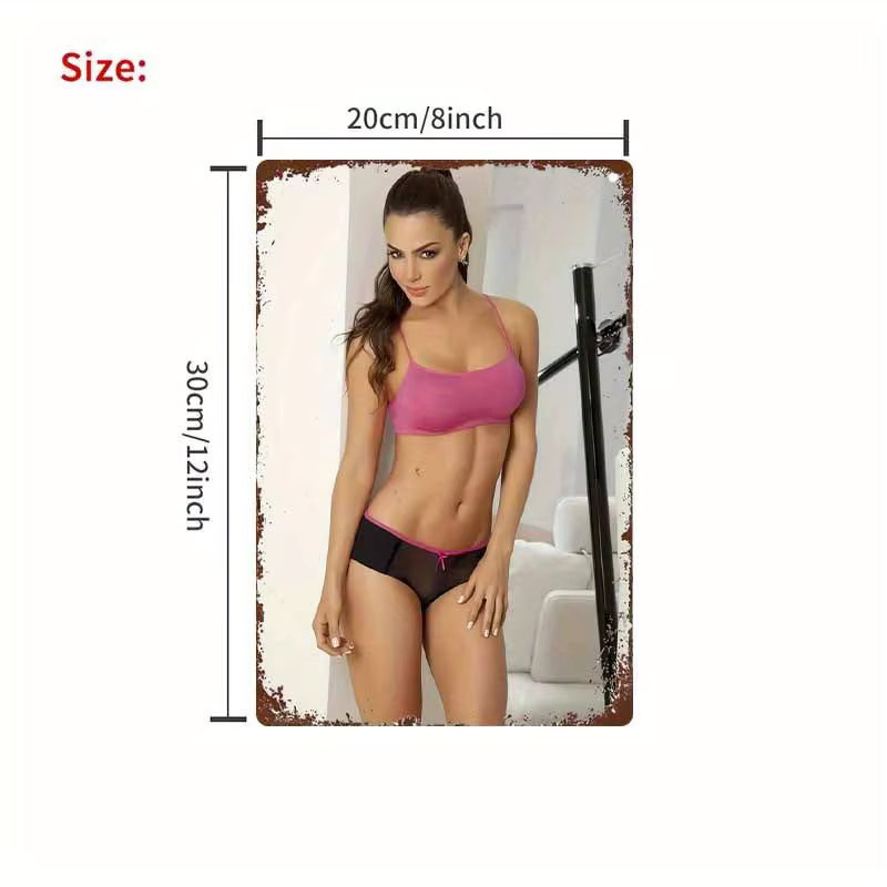 CIFBUY Metall-Blechschild in Pink und Schwarz als Vintage Wanddekoration, Rechteckig, Breite: 30 cm, Höhe: 20 cm, Tiefe: 1 cm - Bild 2